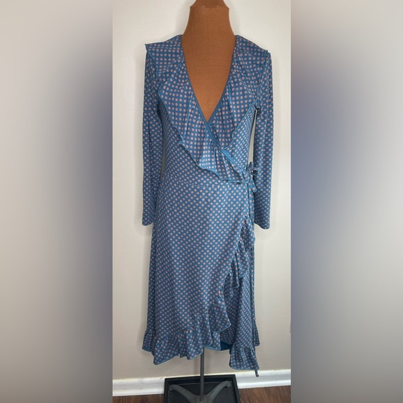 Matilda Jane Reunion Wrap Dress Teal Ruffle Trim Size Small - Picture 1 of 8